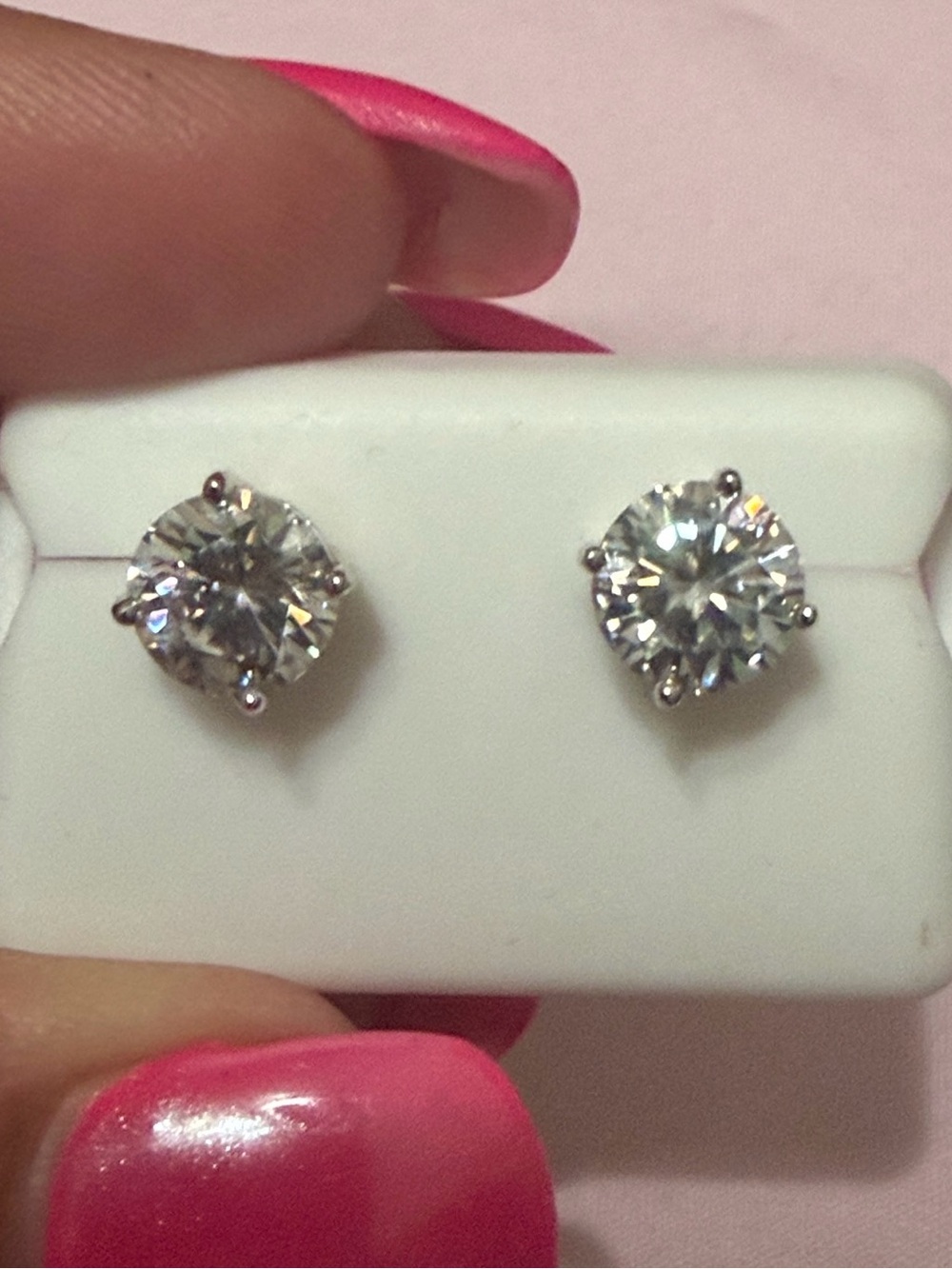 Round Brilliant Cut Moissanite Studs in 925 Sterling Silver